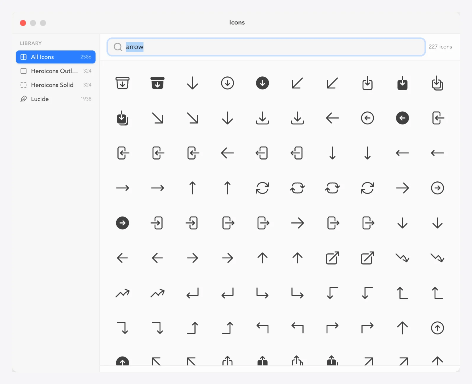 Glyph search grid.